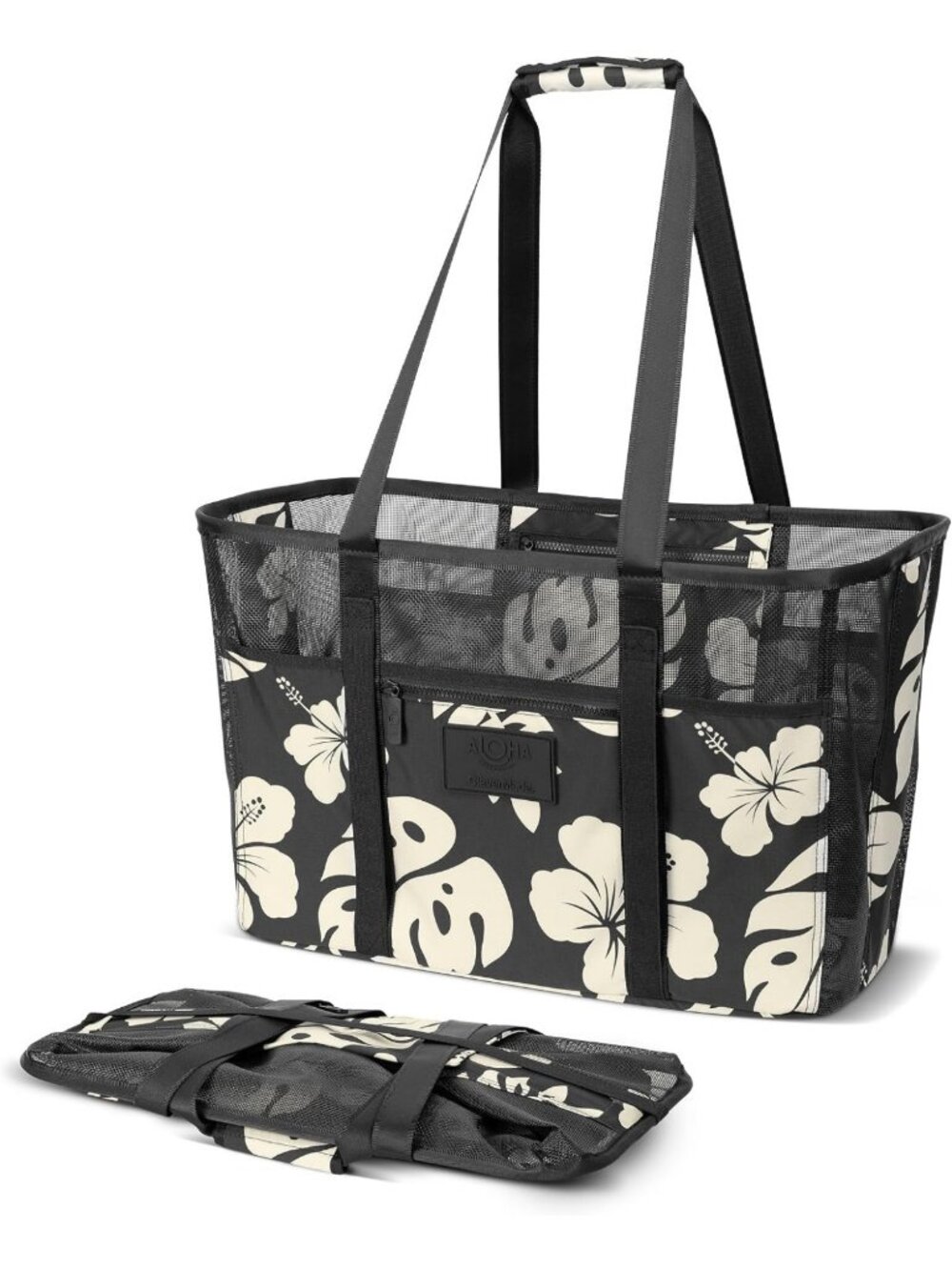 Large Collapsible Beach Tote Bag - 42L Mesh Design, Foldable & Lightweight